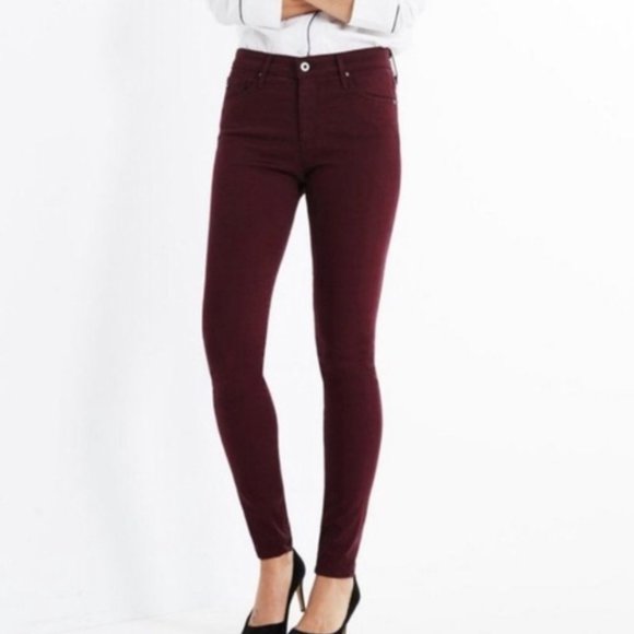 Ag Adriano Goldschmied Denim - AG Jeans Farrah High Rise Skinny Jeans 27R Maroon 3188